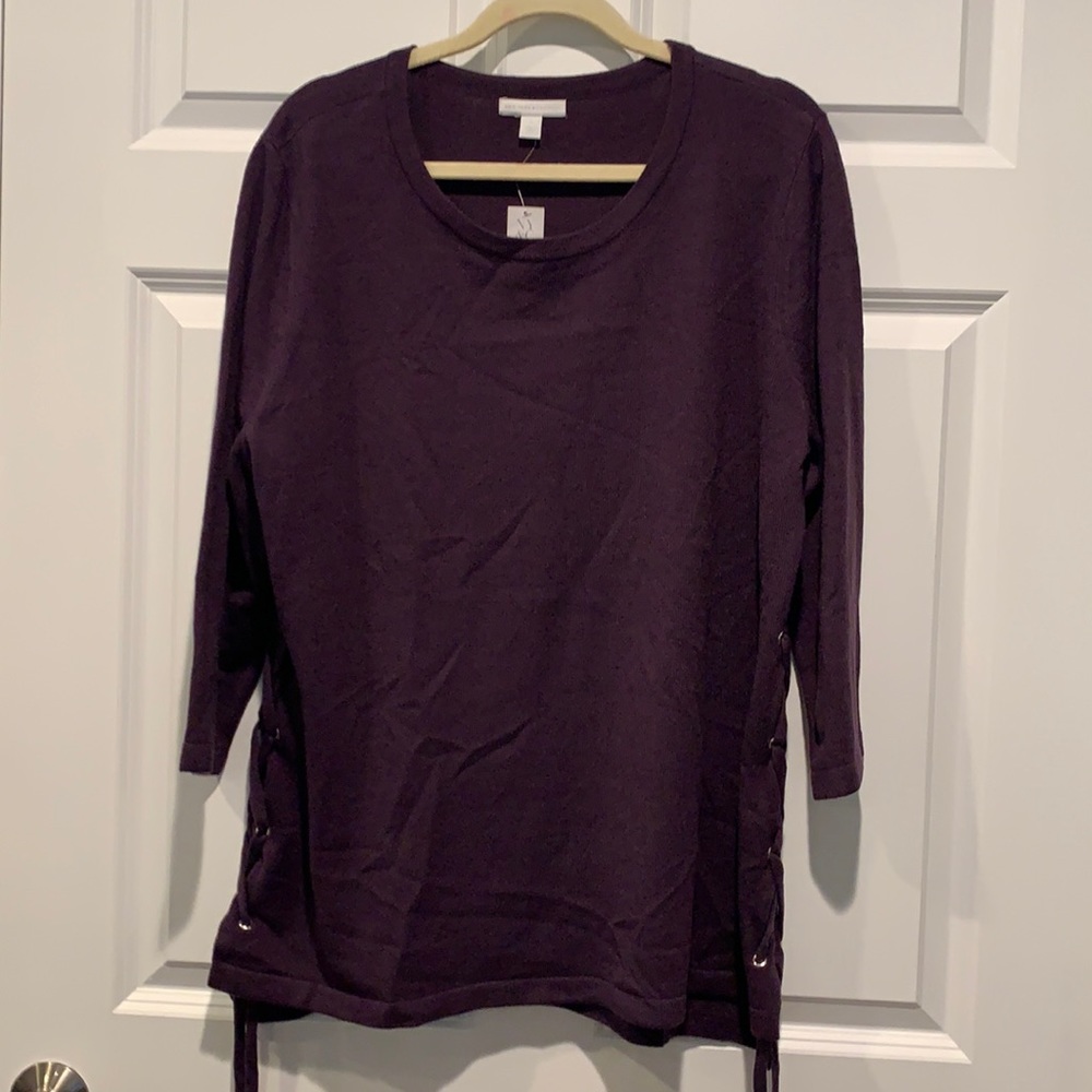 Plum Purple NYC Scoop Neck Sweater size XL NWT